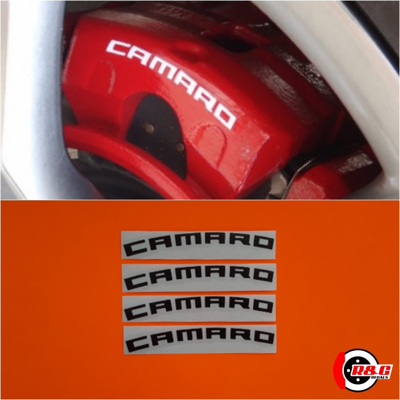 CAMARO Brake Caliper HIGH TEMP Decal Sticker Set of 4 Decals (Black) R&G Brake Caliper Decals