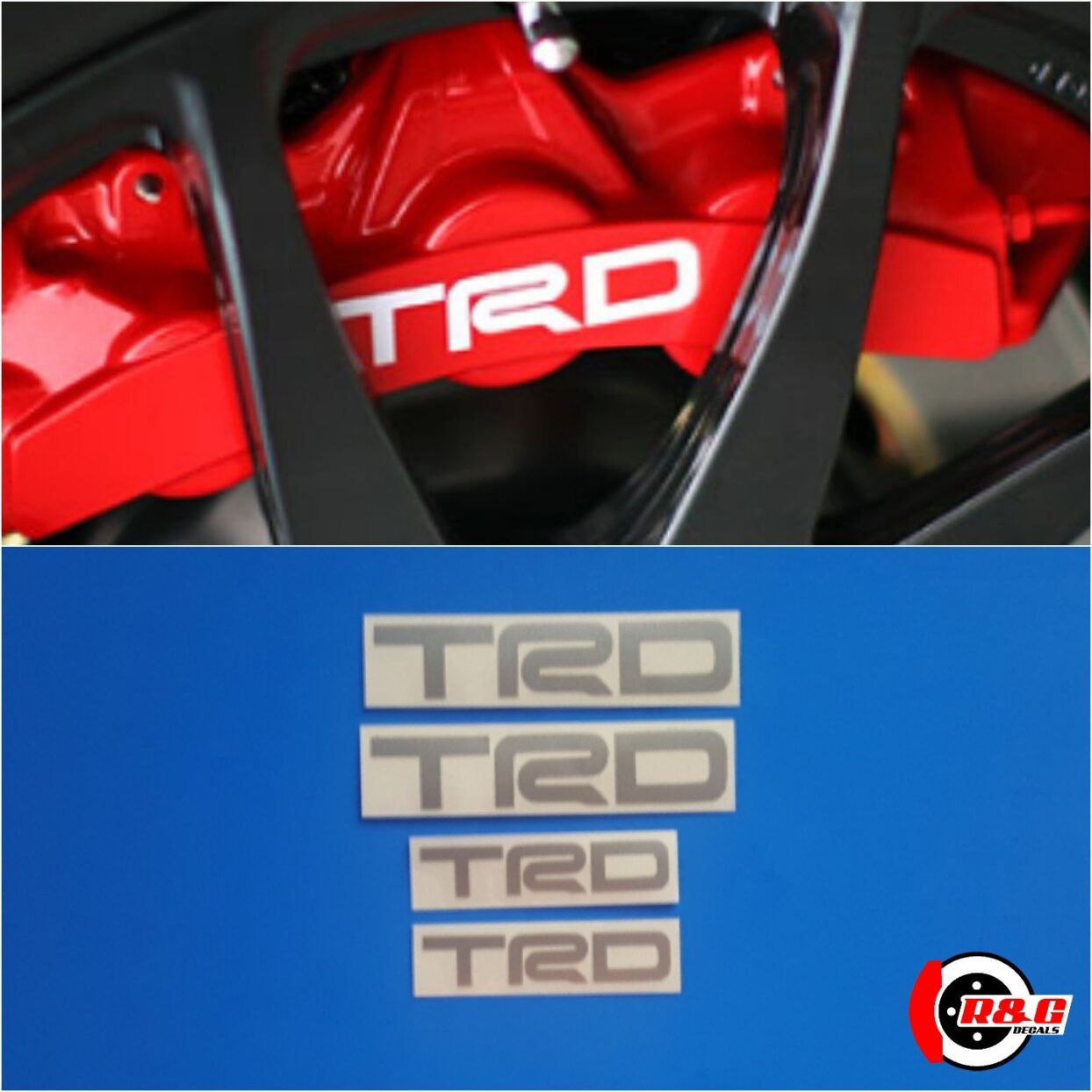 TRD Brake Caliper Decals Sticker Set of 4 (Silver) R&G Brake Caliper