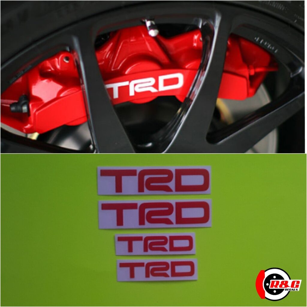 TRD Brake Caliper Decals Sticker Set of 4 (Red) R&G Brake Caliper