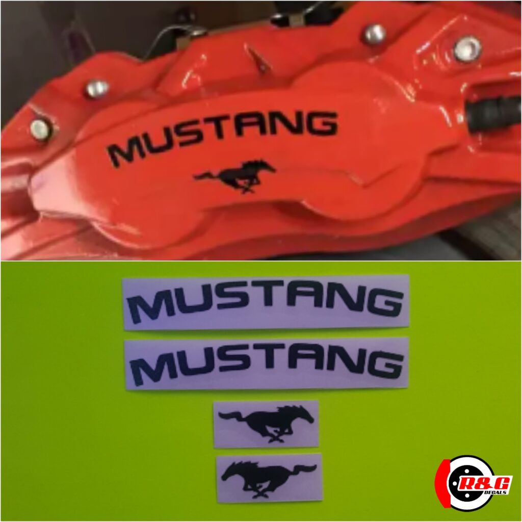 Mustang Brake Caliper Decals & Pony Logos High Temp set of 4 (Black) R&G Brake Caliper Decals