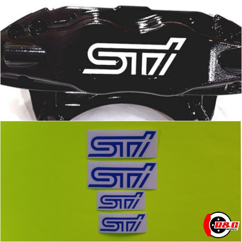 Subaru STI WXR Brake Caliper Decals set of 4 Decals (Blue) R&G Brake Caliper Decals Specialist