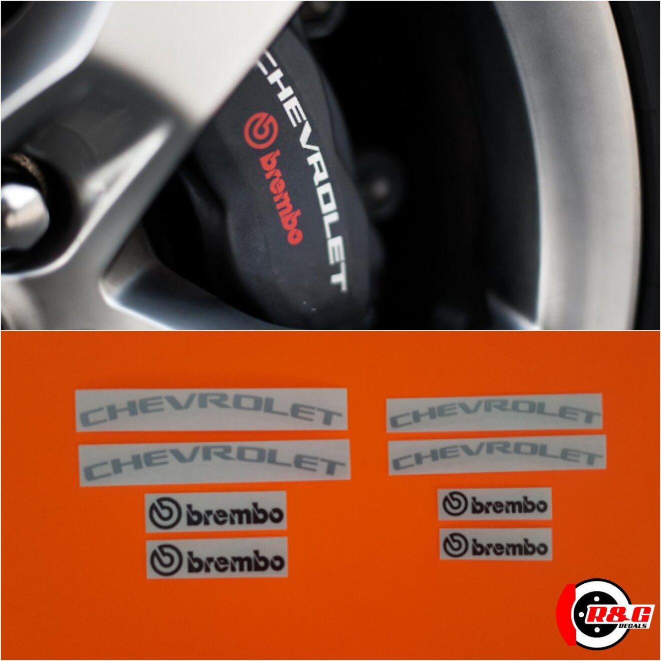 CHEVROLET & BREMBO High Temp Caliper Decals Stickers Bundle (Silver