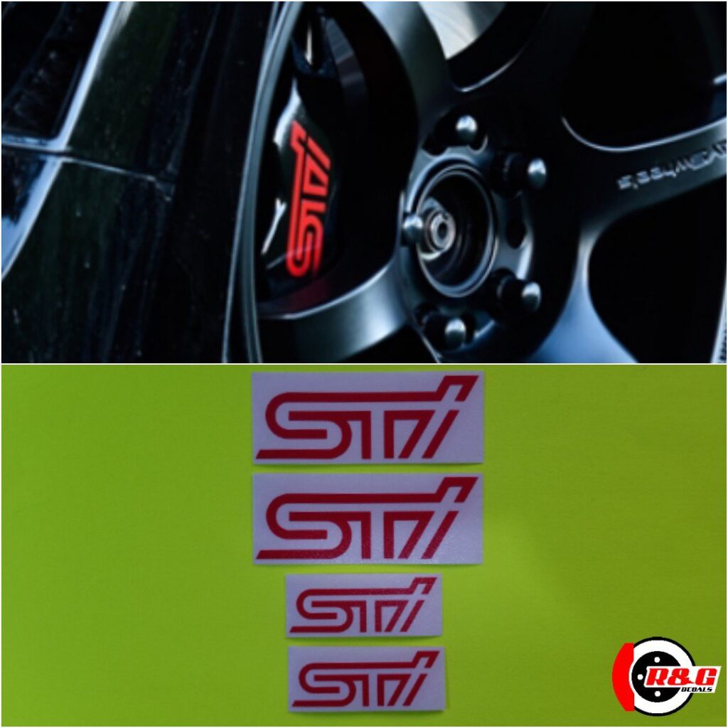 Subaru STI WXR Brake Caliper Decals set of 4 Decals (Red) R&G Brake