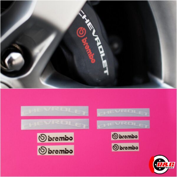 CHEVROLET & BREMBO High Temp Caliper Decals Stickers Bundle (White