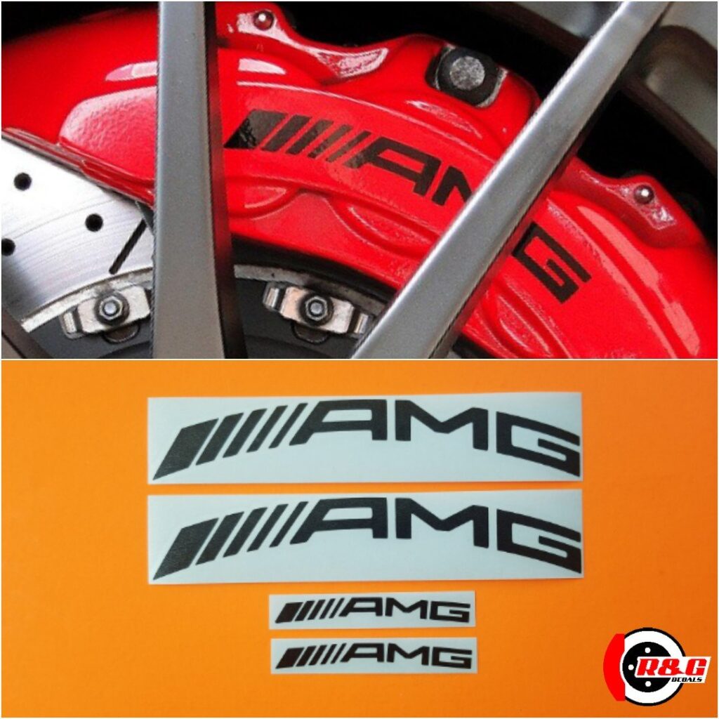 AMG Curve Brake Caliper Decal Sticker Set of 4 (Black Matte) R&G