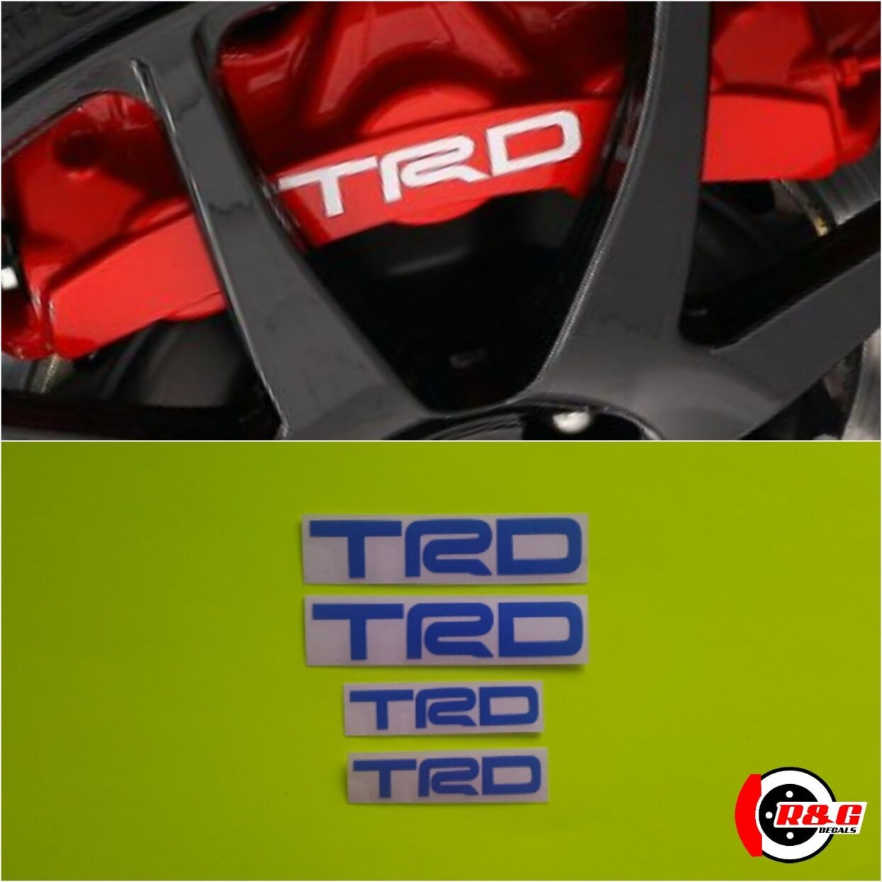 TRD Brake Caliper Decals Sticker Set of 4 (Blue) R&G Brake Caliper