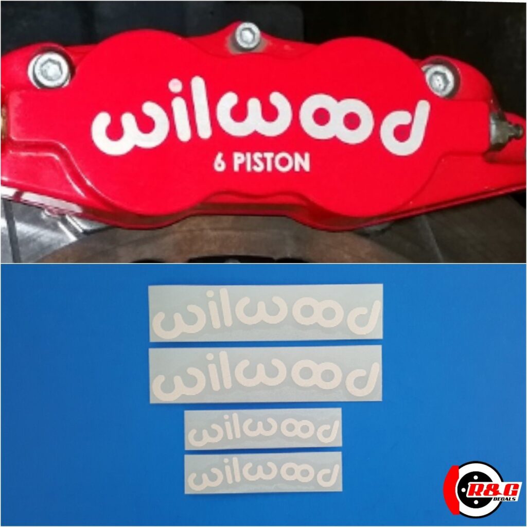WILWOOD Brake Caliper Decal Sticker Set of 4 Decals (White) R&G Brake