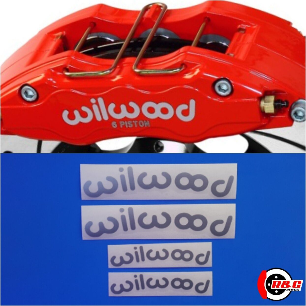 WILWOOD Brake Caliper Decal Sticker Set of 4 Decals (Silver) R&G