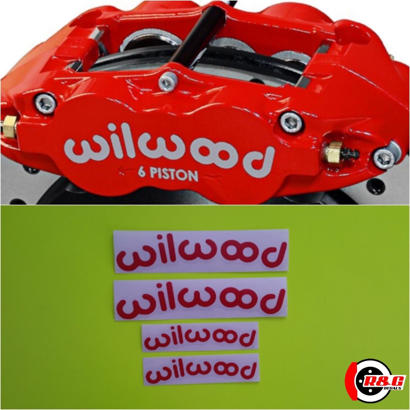 WILWOOD Brake Caliper Decal Sticker Set of 4 Decals (Red) R&G Brake