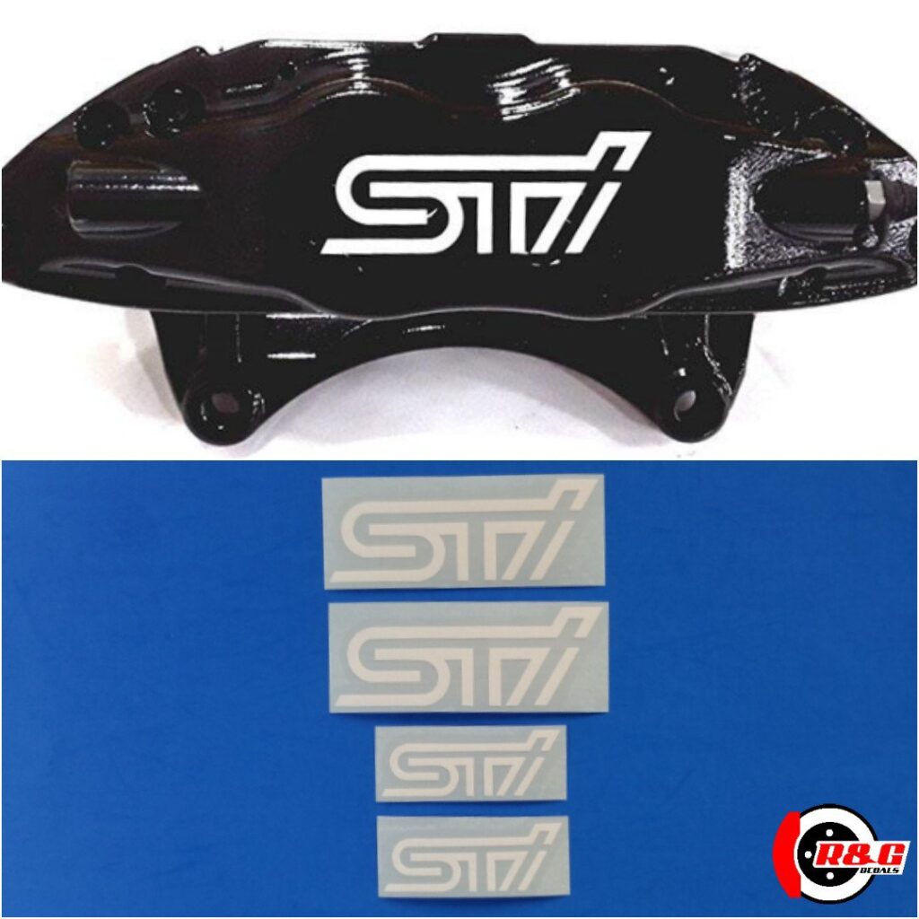 Subaru STI WXR Brake Caliper Decals set of 4 Decals (White) R&G Brake