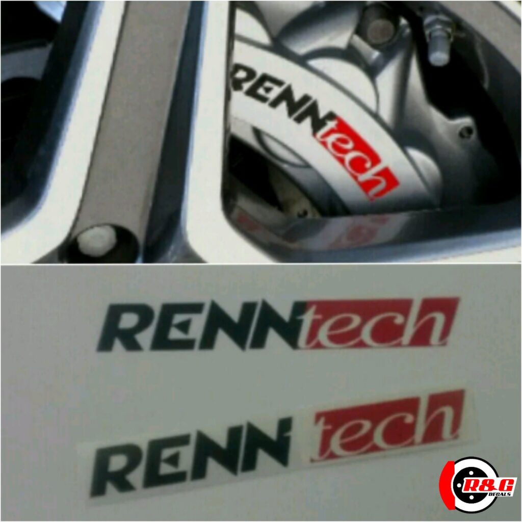 RENNTECH High Temp Brake Caliper Decal Sticker Set of 2 (Black Matte & Red) R&G Brake Caliper