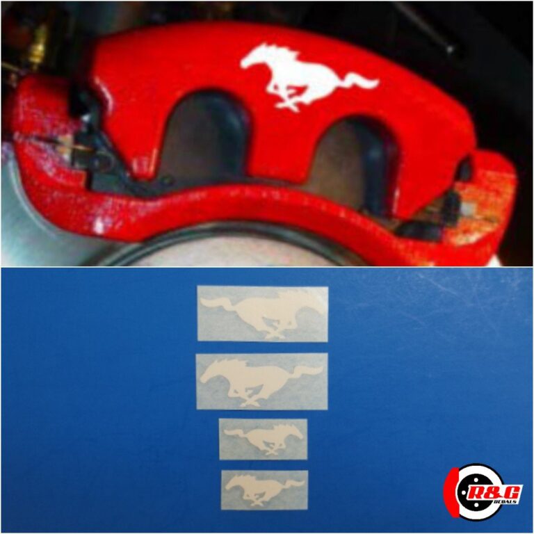 Mustang Pony Brake Caliper Decals High Temp set of 4 Stickers (White