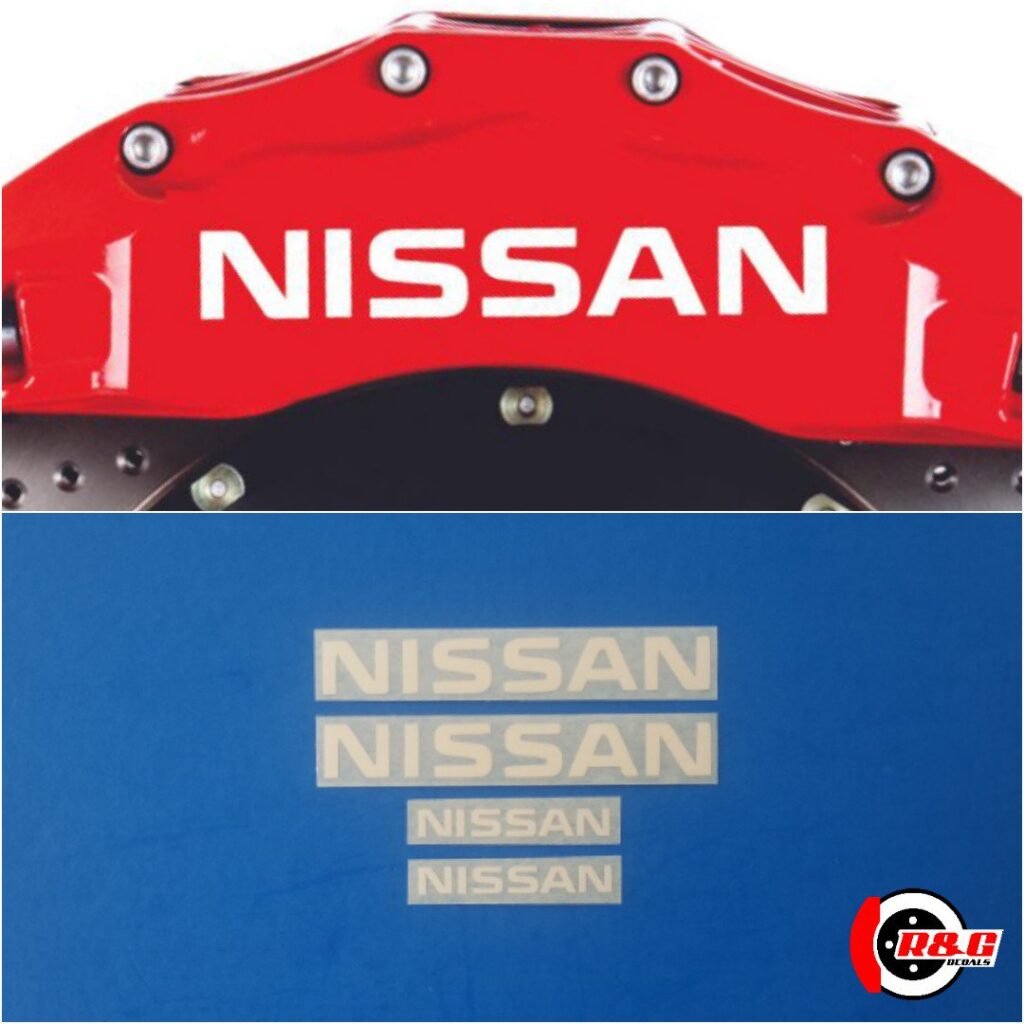 Nissan High Temp Brake Caliper Decals set of 4 Stickers (White) R&G
