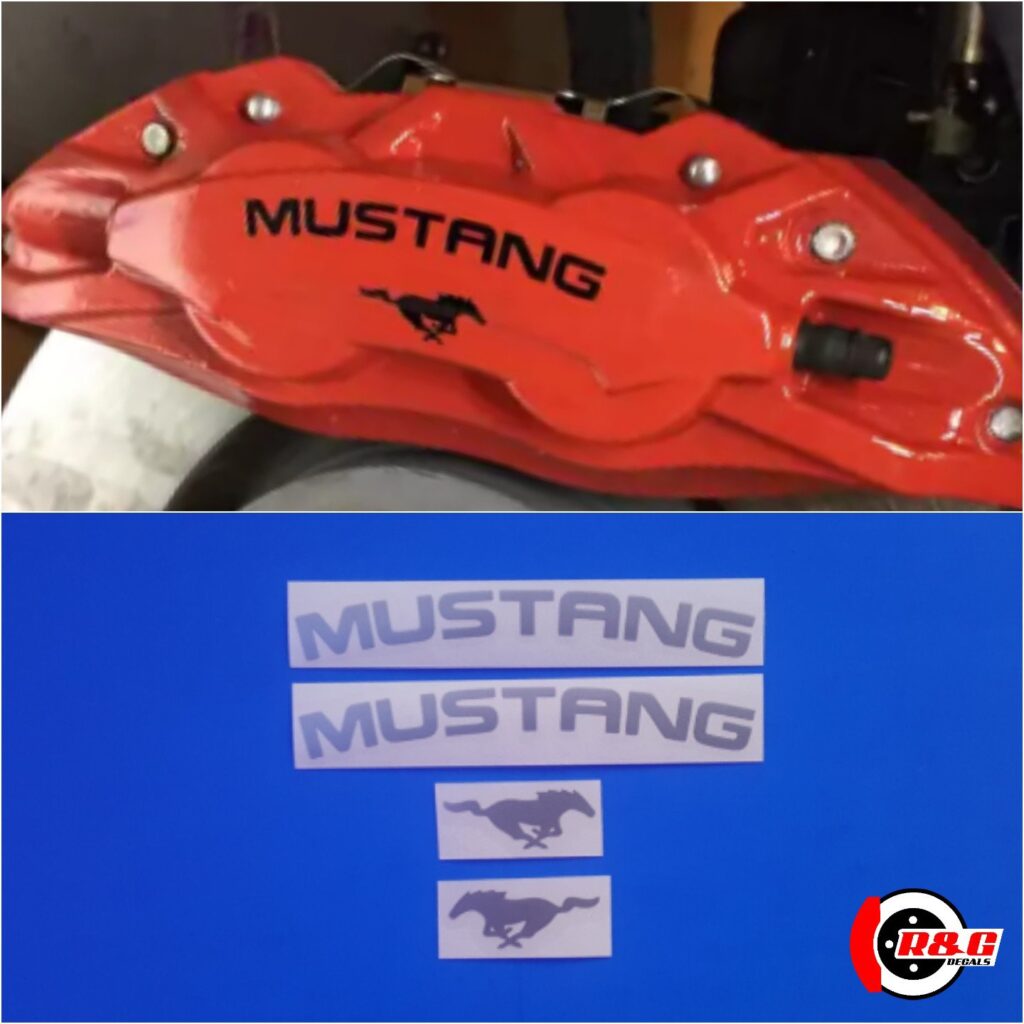 Mustang Brake Caliper Decals & Pony Logos High Temp set of 4 Stickers