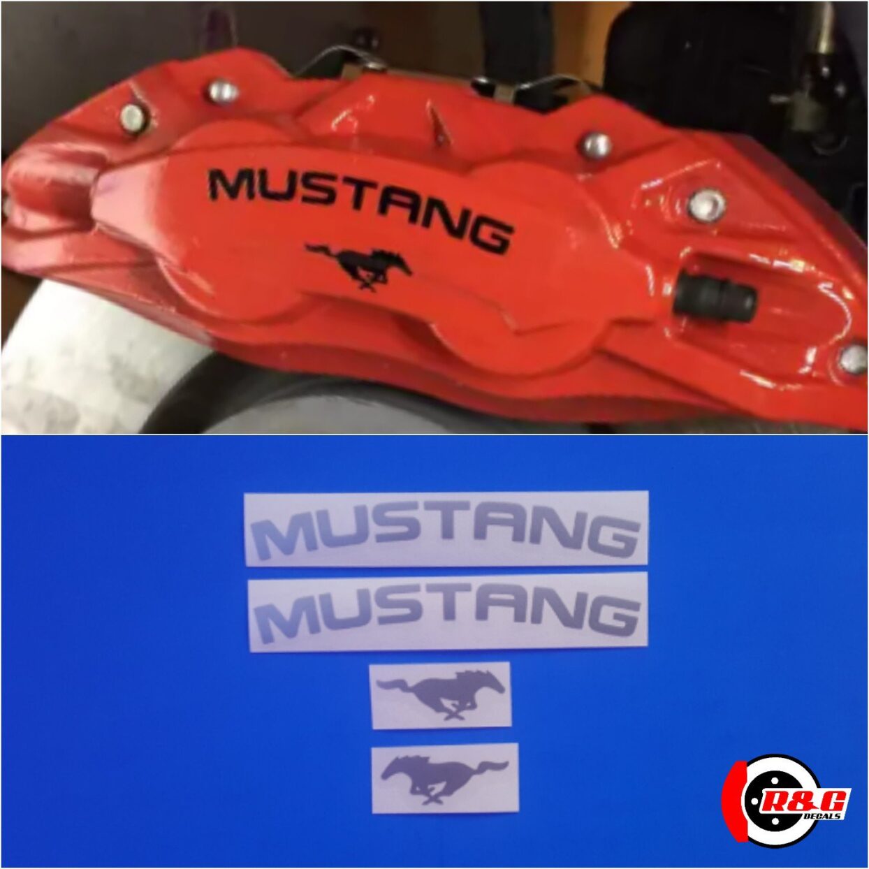Mustang Brake Caliper Decals & Pony Logos High Temp set of 4 Stickers