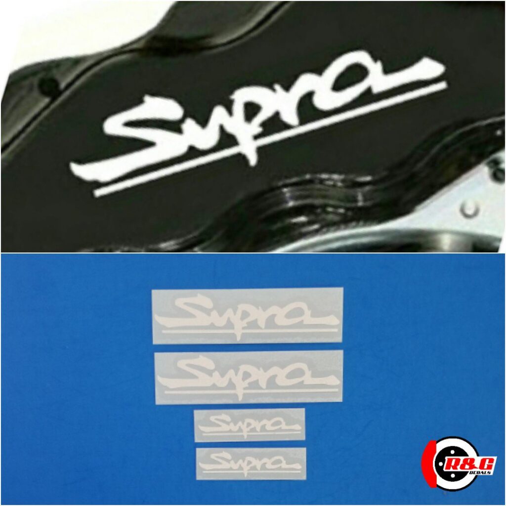 Supra High Temp Brake Caliper Decals set of 4 Stickers (White) R&G