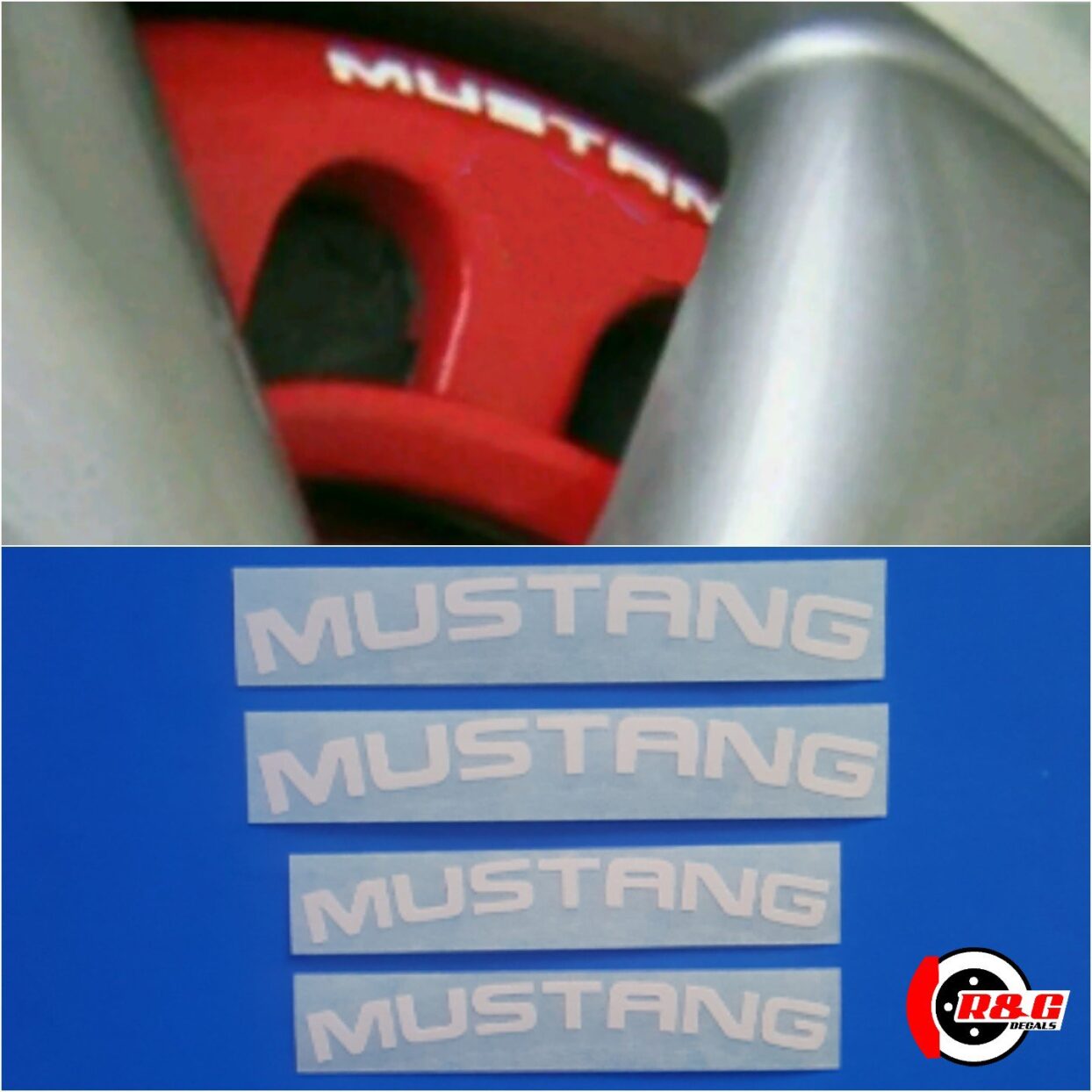 Mustang Brake Caliper Decals High Temp set of 4 Stickers (White) R&G Brake Caliper Decals
