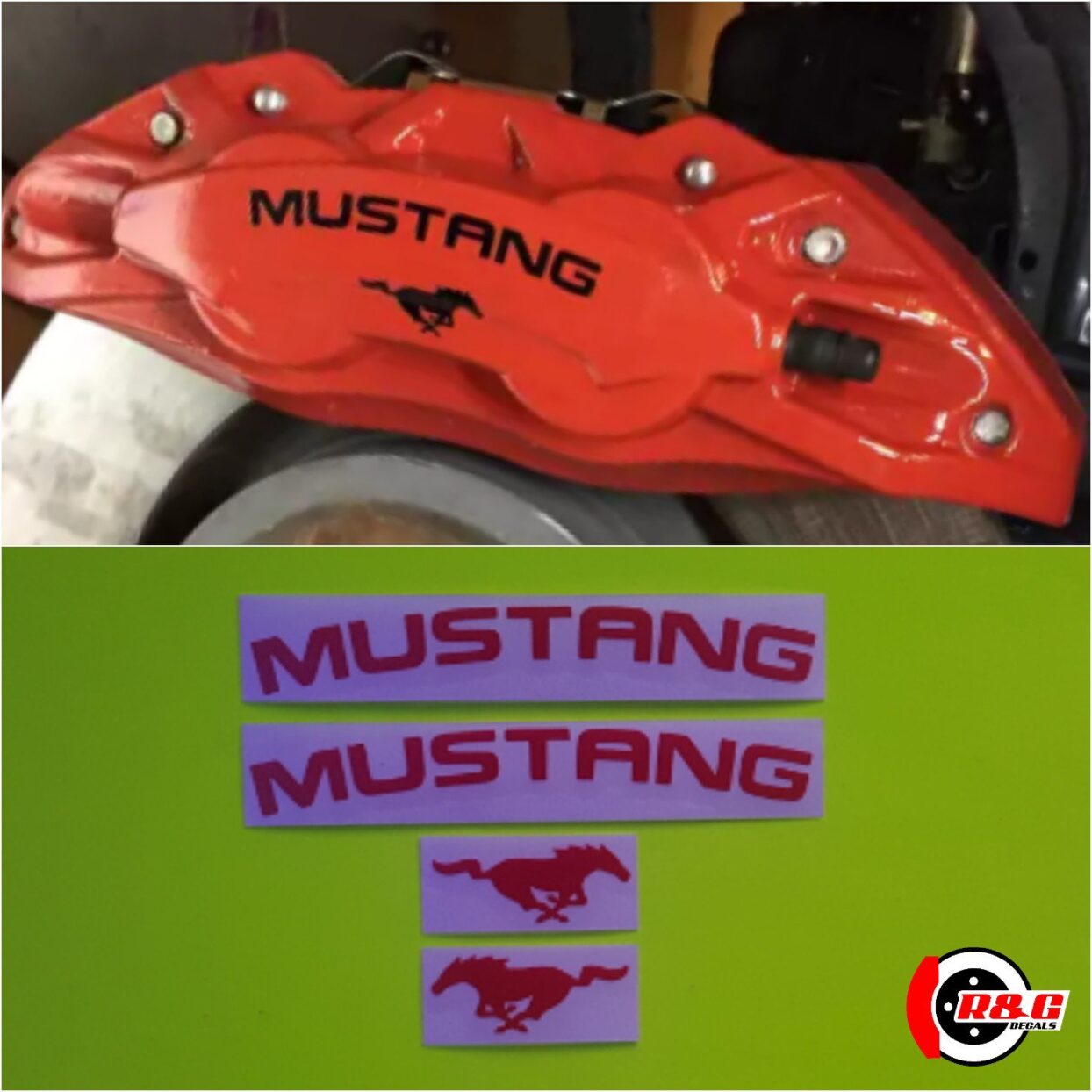 Mustang Brake Caliper Decals & Pony Logos High Temp set of 4 Stickers
