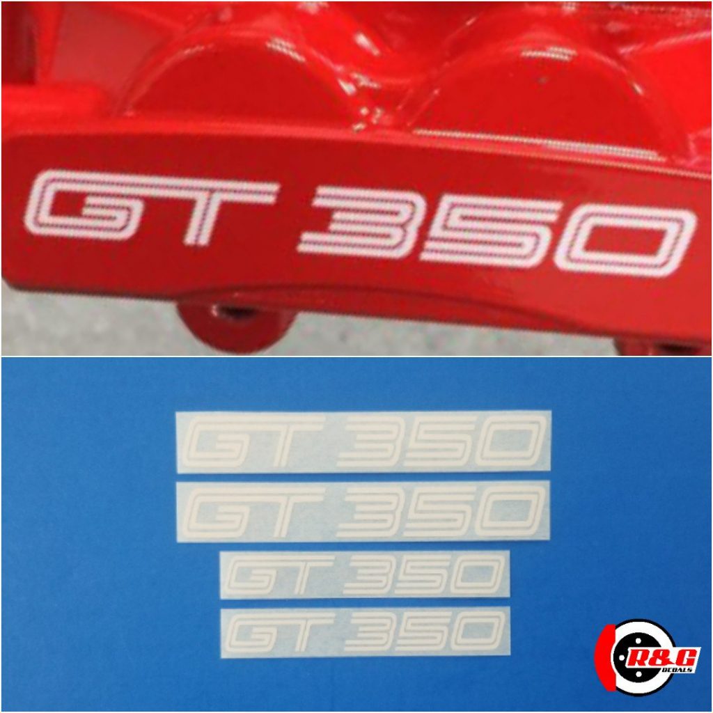 Mustang Shelby GT350 Brake Caliper Decals High Temp set of 4 Stickers (White) R&G Brake