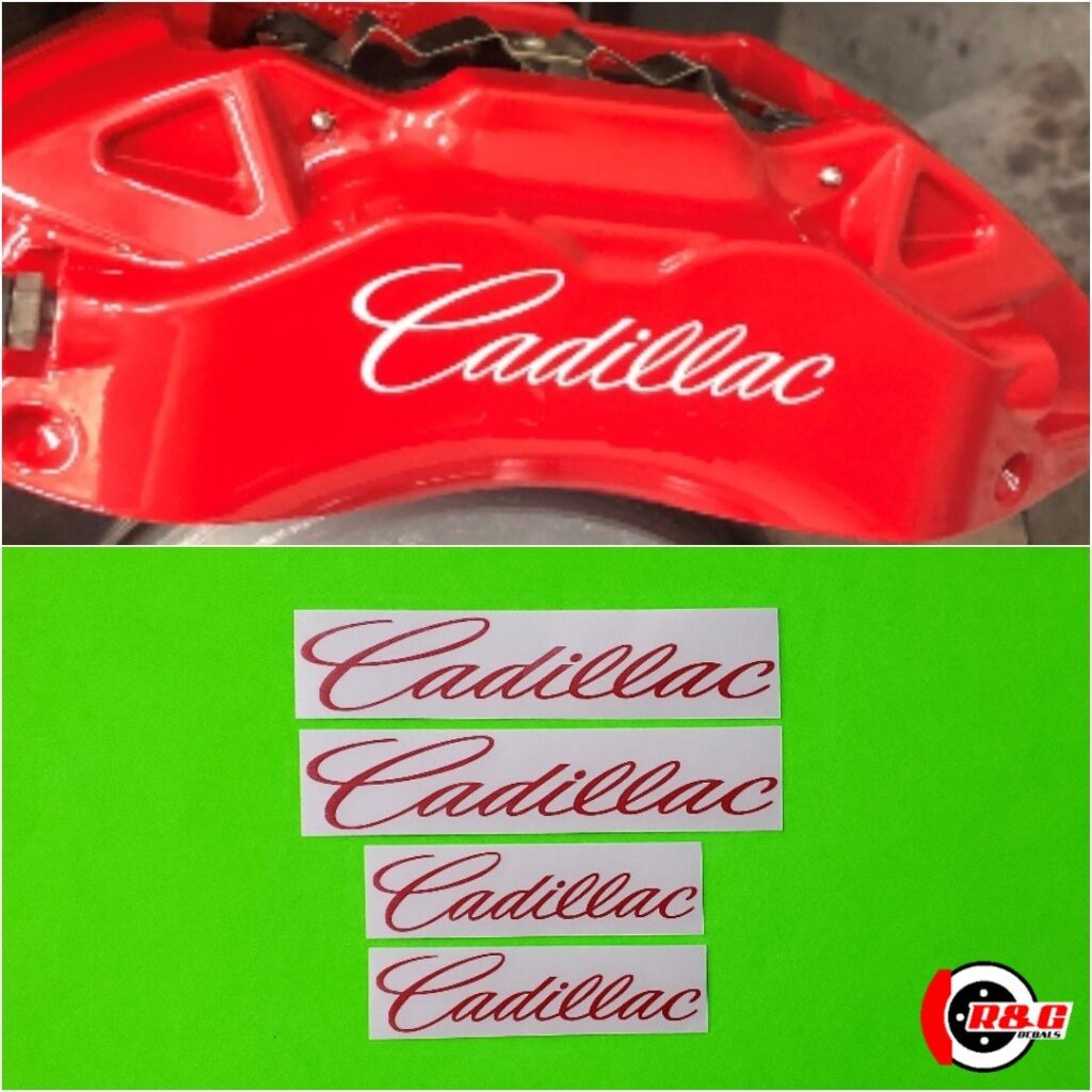 Cadillac Brake Caliper Decals Stickers High Temp Set of 4 (Red) R&G