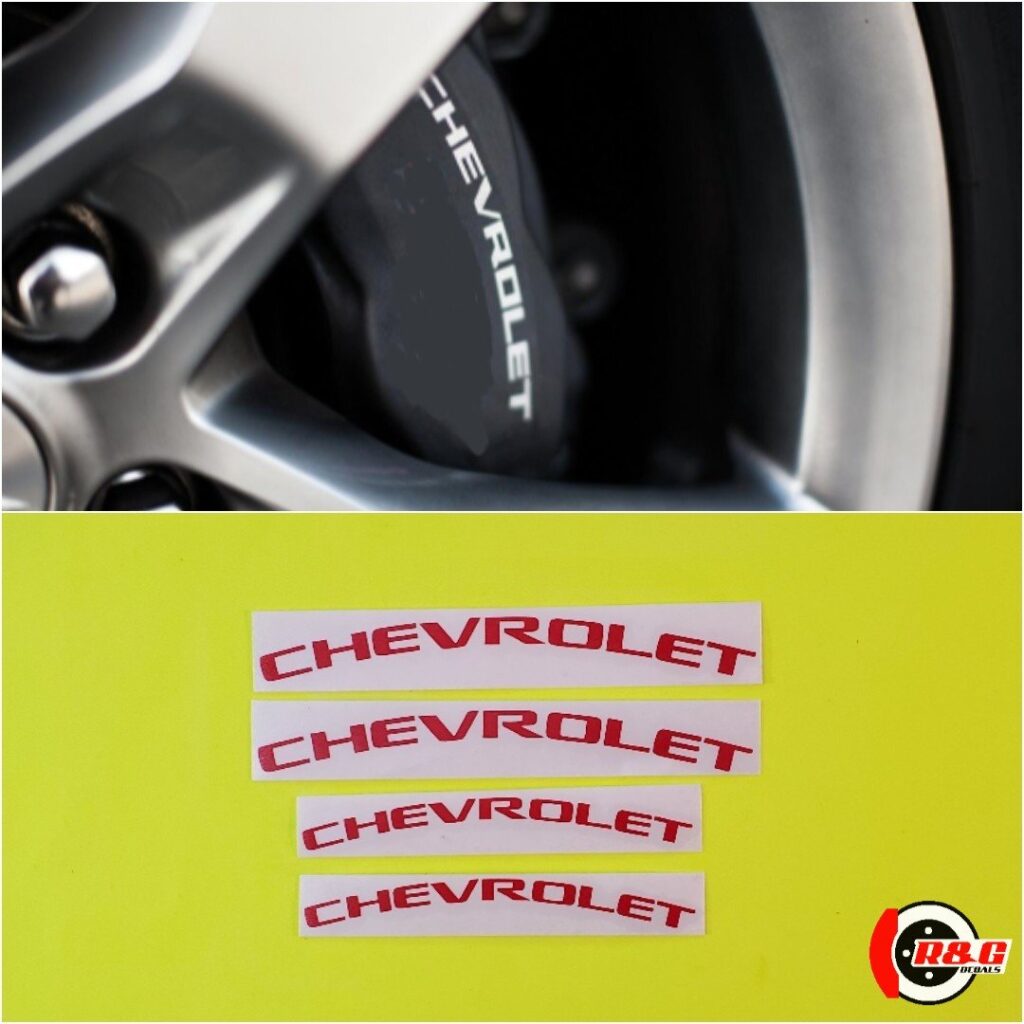 CHEVROLET Brake Caliper Decals Stickers High Temp set of 4 (Red) R&G